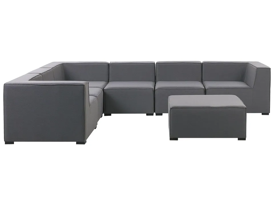 beliani-arezzo-lounge-set-7-teilig-grau-rechtsseitig-outdoor image 1