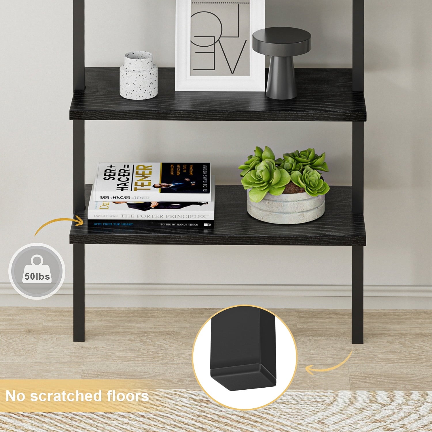 homall-bookcase-b-cherregal-5-ebenen-schwarz-183-cm image 5