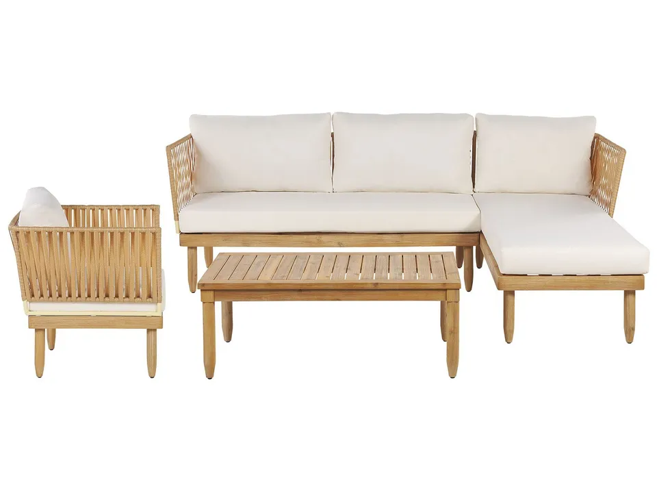 beliani-cremona-lounge-set-akazienholz-4-sitzer-cremewei image 1