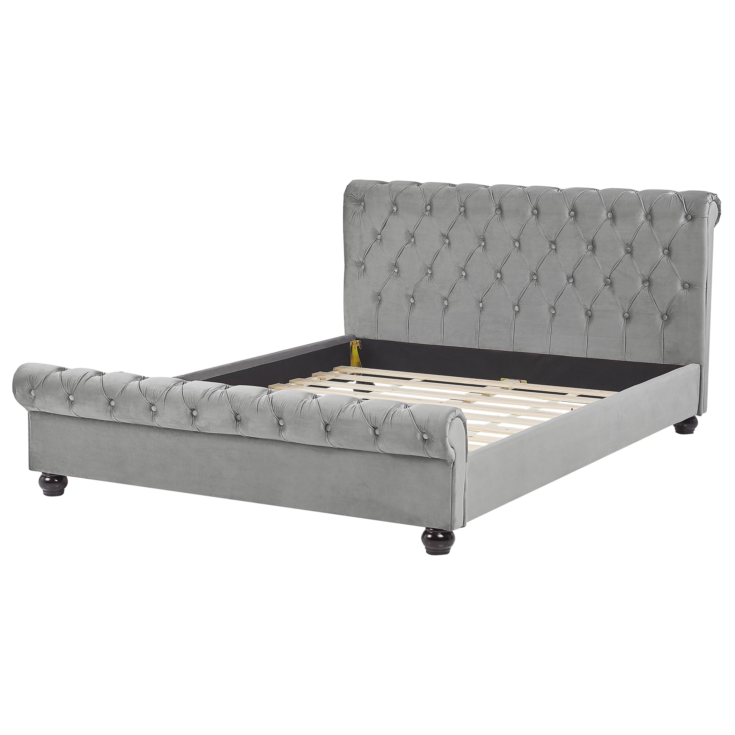 beliani-avallon-bett-160x200-hellgrau-samt-chesterfield image 4