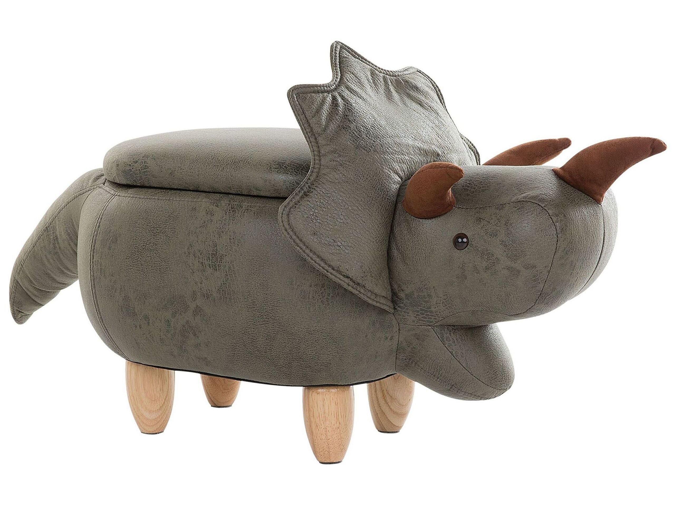 beliani-triceratops-dino-hocker-gr-n-kinder-holz image 1