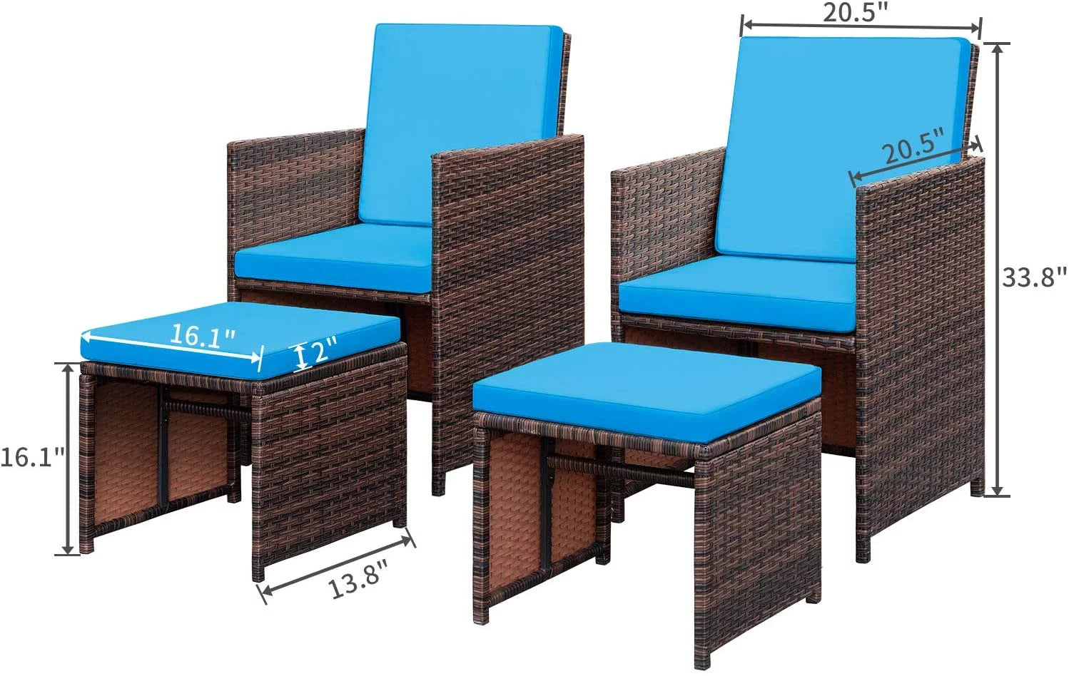 homall-patio-furniture-rattan-lounge-set-beige-4-teilig-klappbar image 6