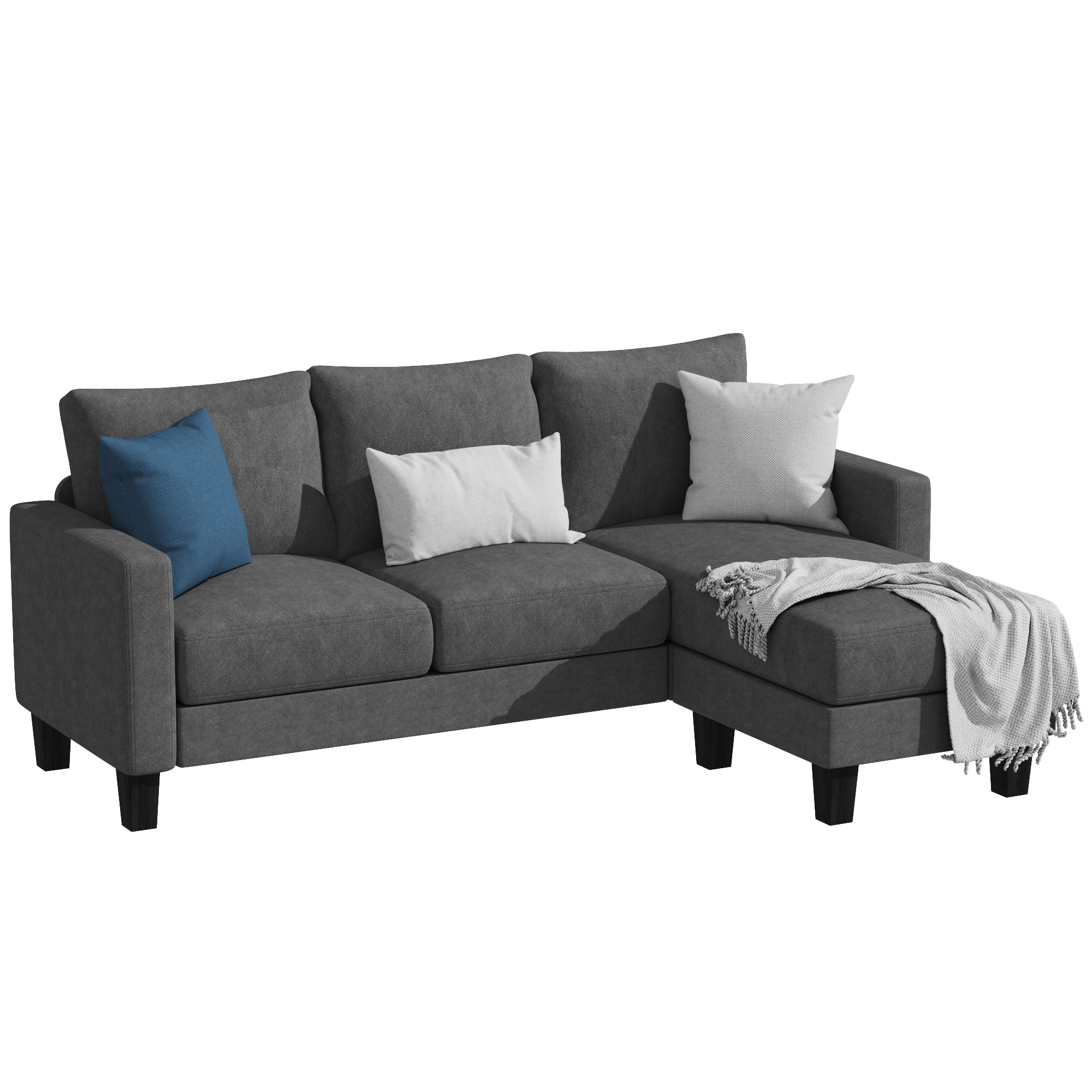homall-sofa-ecksofa-l-form-leinencouch-grau image 2