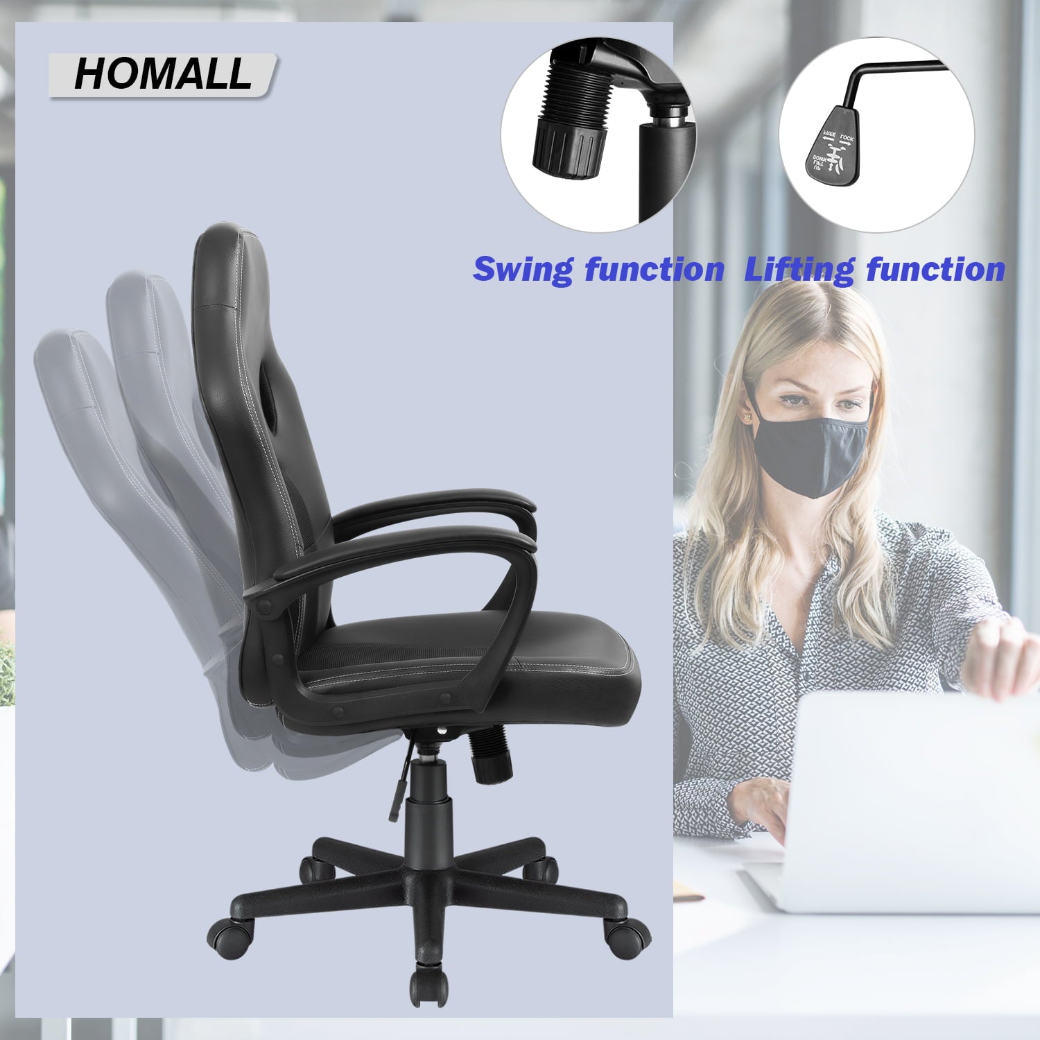 homall-gaming-chair-b-rostuhl-leder-schwarz-ergonomisch image 3