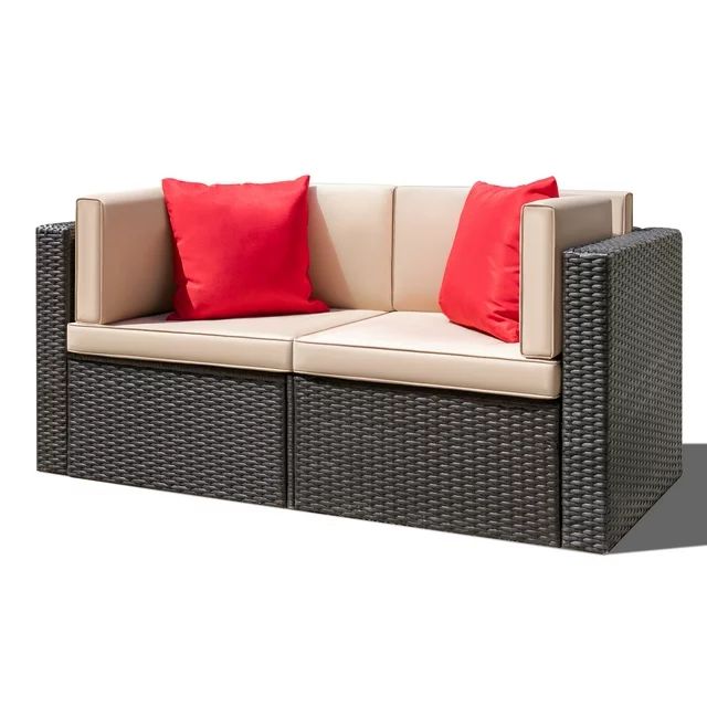 homall-patio-furniture-loveseat-gartensofa-rattan-beige image 1