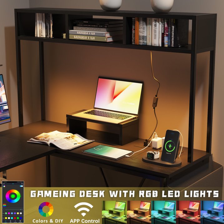 homall-gaming-desk-eckschreibtisch-l-form-led-grau-steckdose image 7