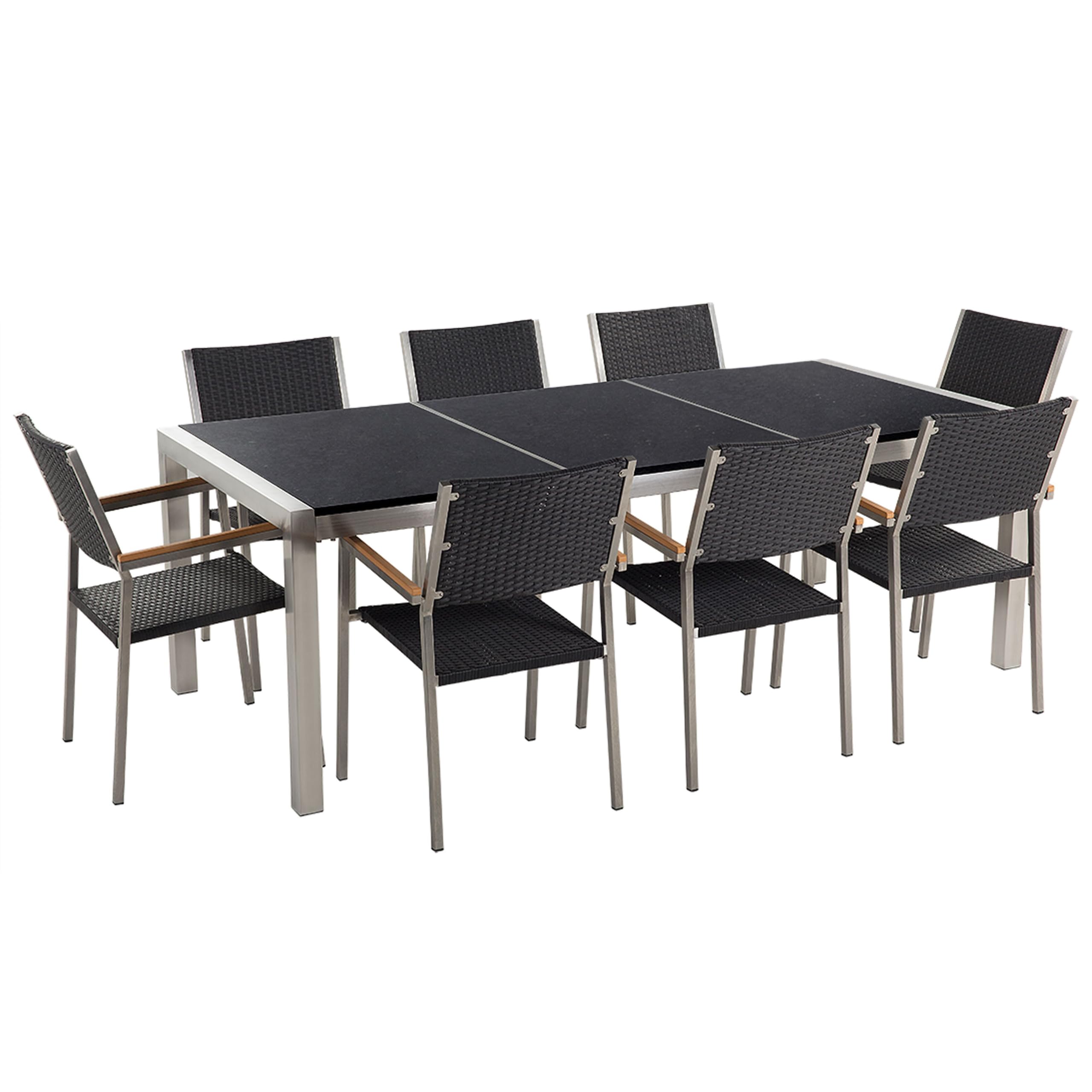 beliani-grosseto-gartenset-tisch-3-platten-schwarz-8-st-hle image 4