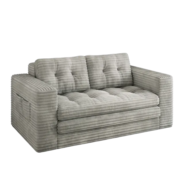 bealife-sofas-ar39-schlafsofa-cord-grau-150cm-schlaffunktion-bett image 1