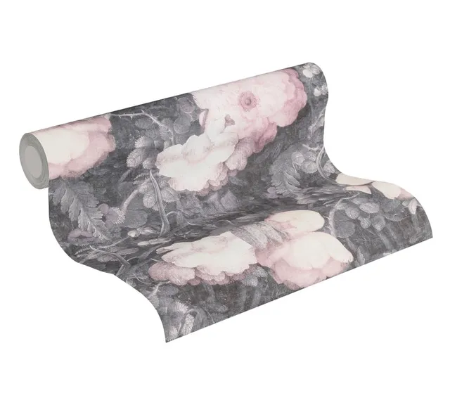a-s-cr-ation-metropolitan-stories-vliestapete-floral-grau-rosa image 1