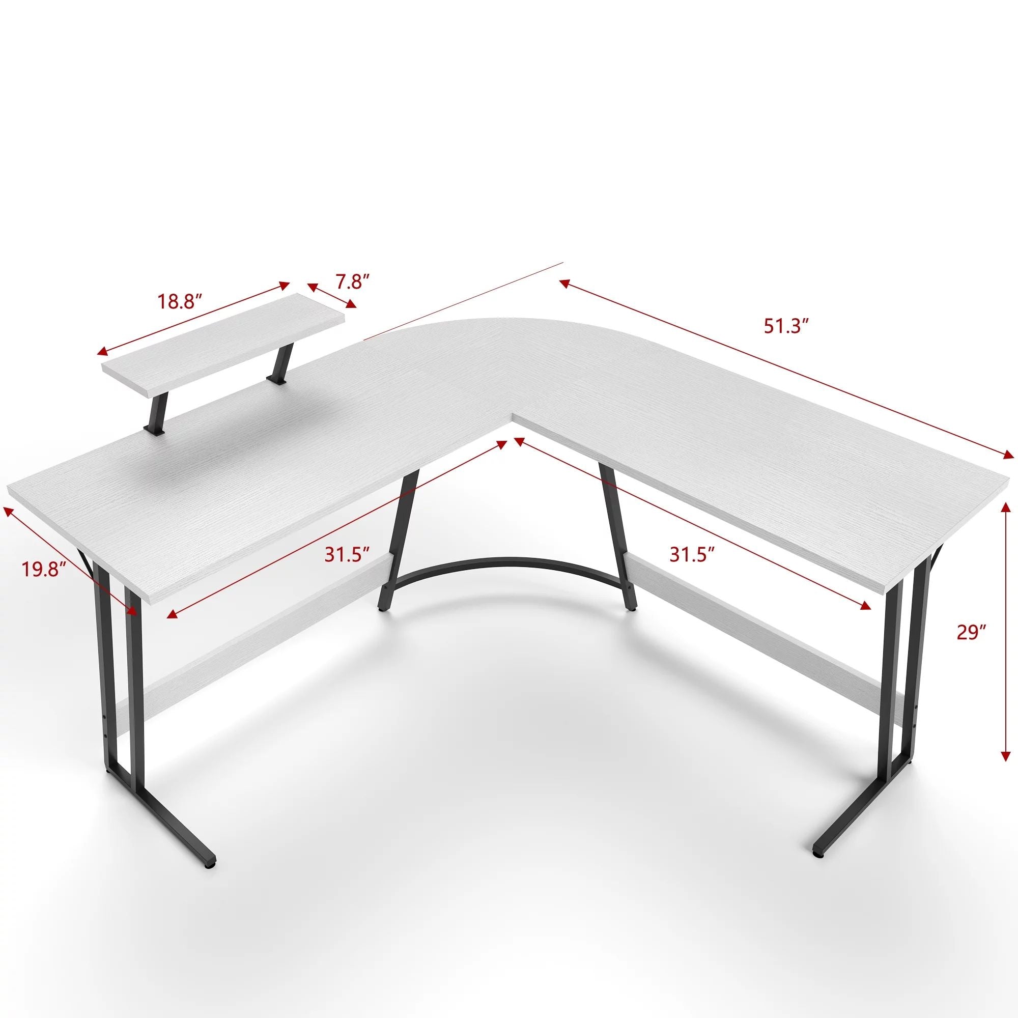 homall-gaming-desk-eckschreibtisch-wei-mit-monitorst-nder image 2