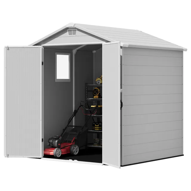 homall-metal-shed-ger-tehaus-kunststoff-grau-6x6 image 1