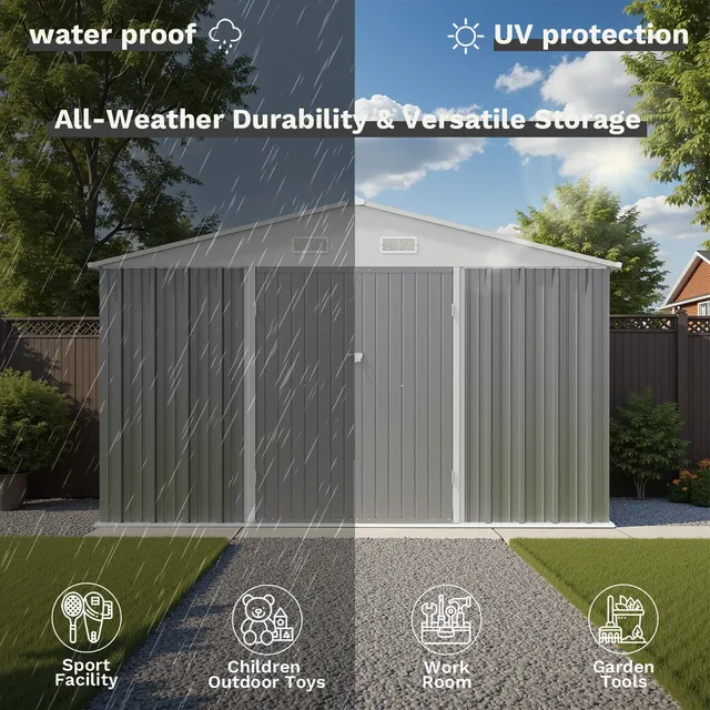 homall-metal-shed-ger-tehaus-metall-10x8-grau image 1