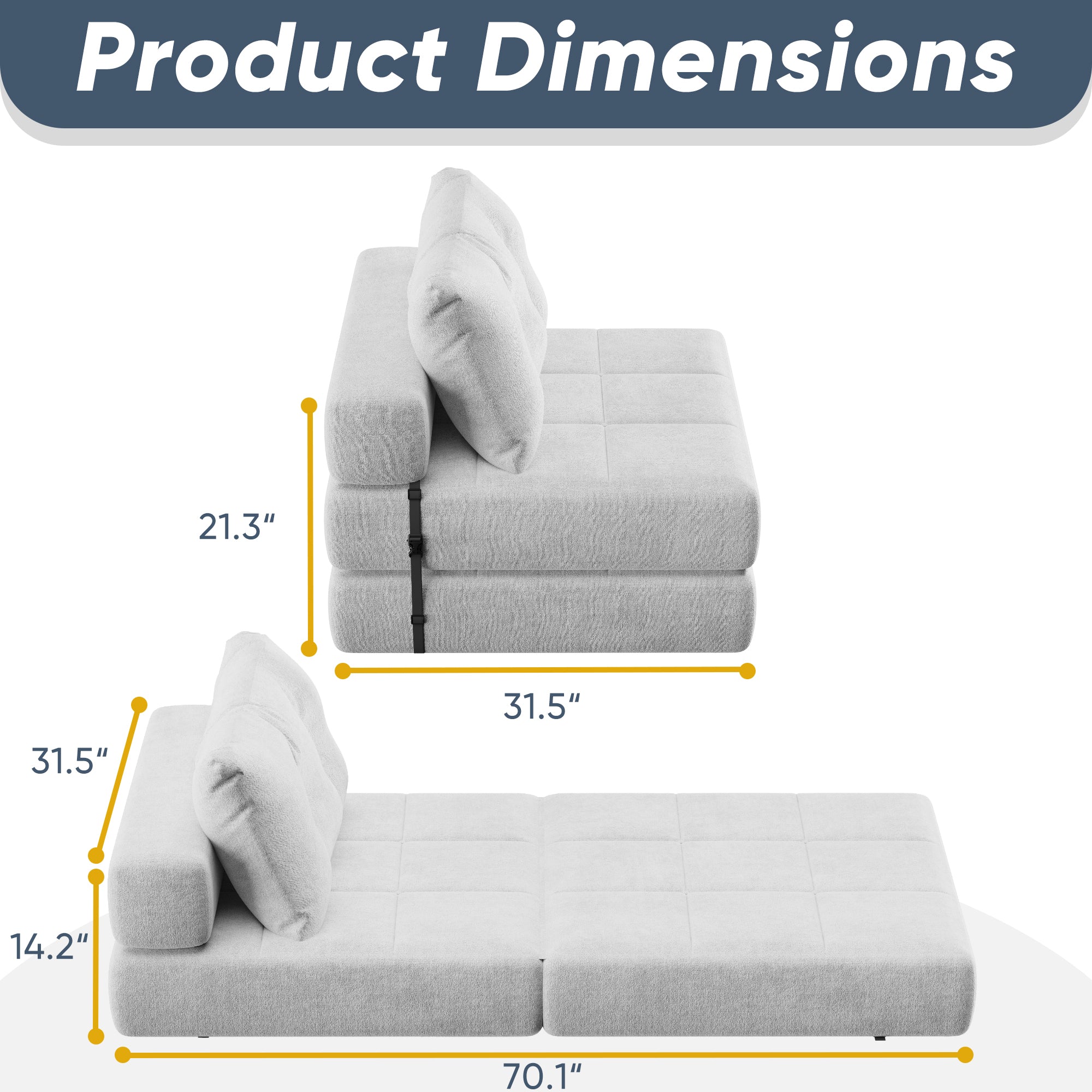 homall-sofa-klappsofa-schlafsofa-grau-schaumstoff image 5