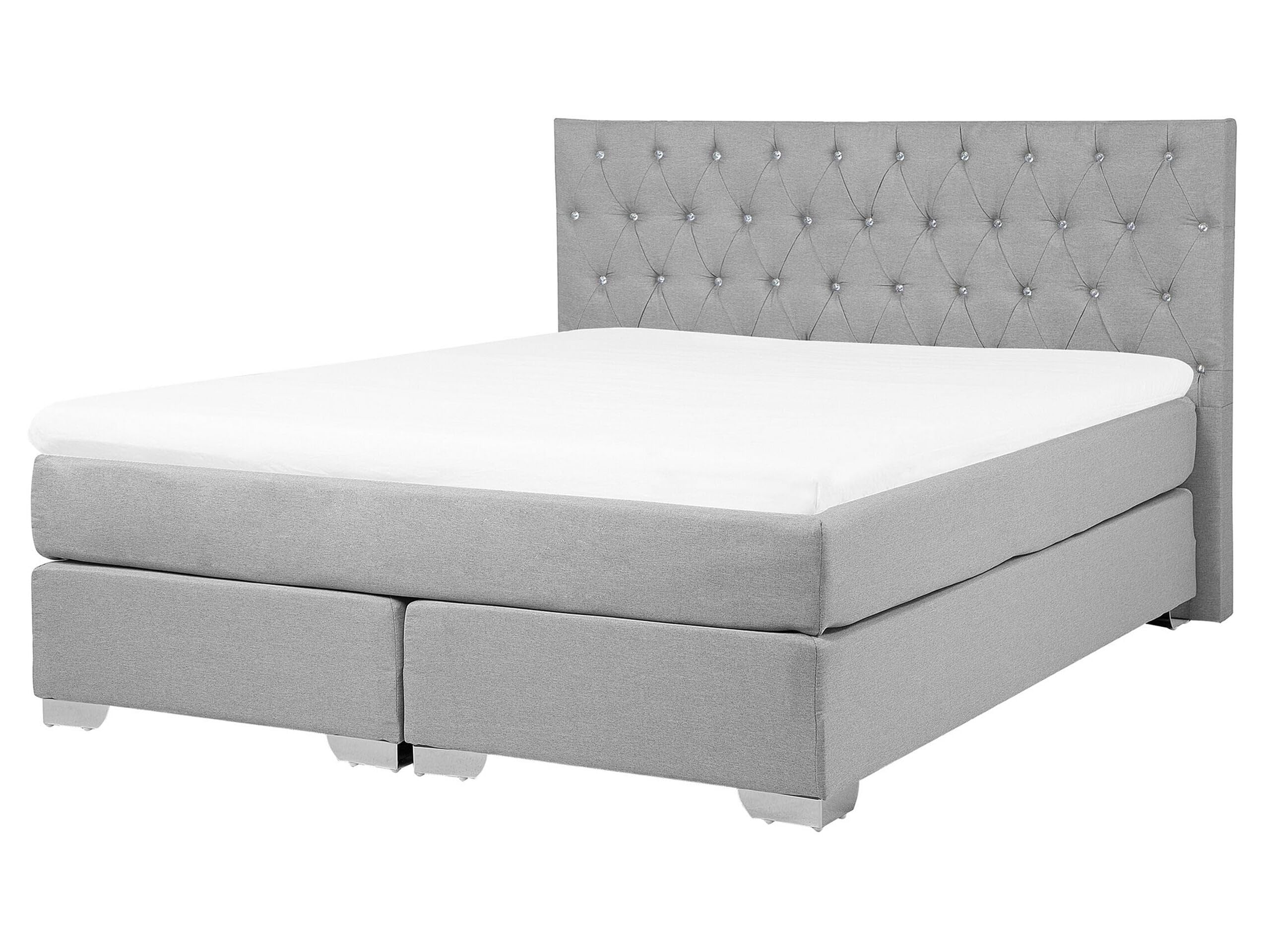 beliani-duchess-boxspringbett-160x200-hellgrau-leinenoptik image 1