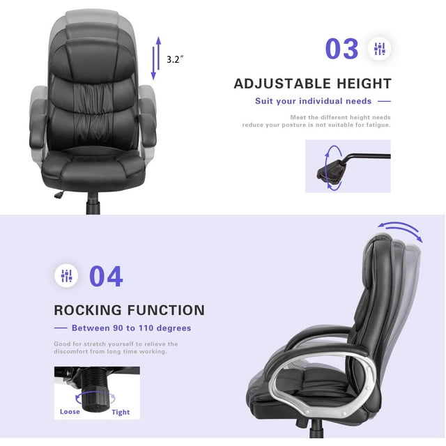 homall-office-leather-chair-chefsessel-schwarz-lordosenst-tze image 5