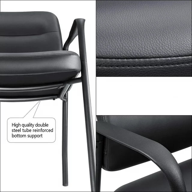 homall-office-leather-chair-besucherstuhl-2er-set-schwarz image 3