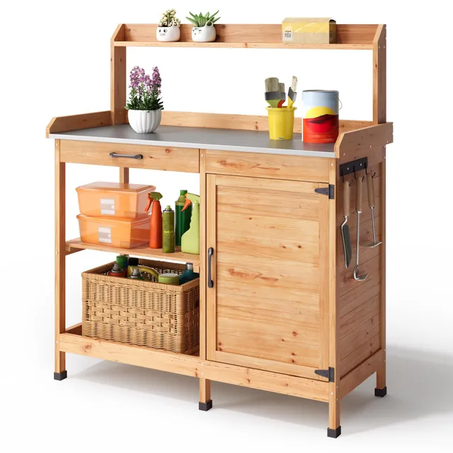 bealife-cc51-gartenschrank-natur-108-cm-pflanztisch-holz image 1