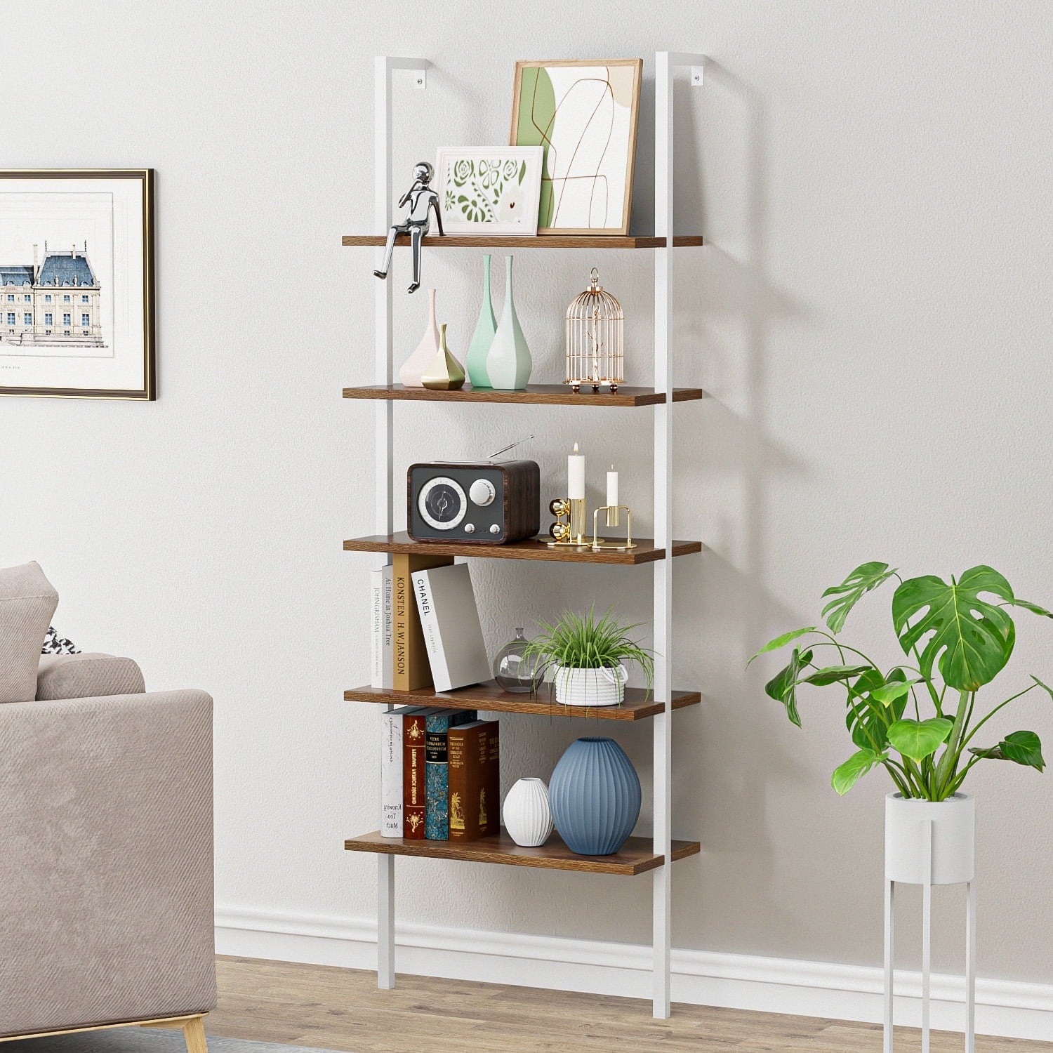 homall-bookcase-b-cherregal-5-ebenen-schwarz-183-cm image 8