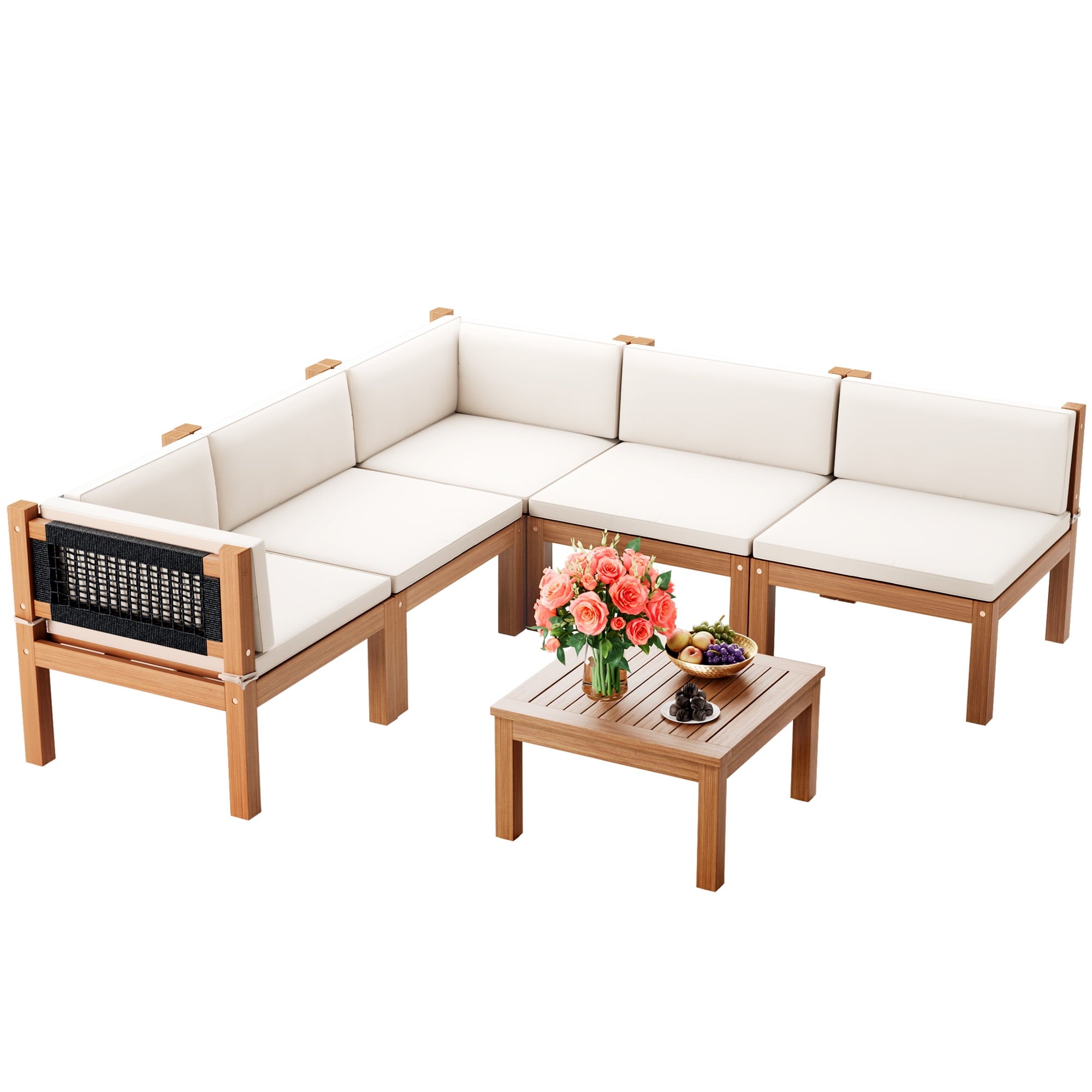 homall-patio-furniture-gartenm-bel-set-6-teilig-akazie-wei image 1