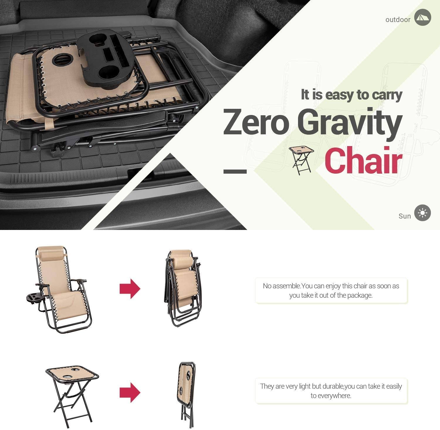 homall-zero-gravity-liegestuhl-beige-3-teilig-mit-tisch image 6