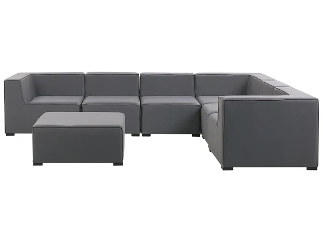 beliani-arezzo-lounge-set-7-teilig-grau-linksseitig-outdoor image 1