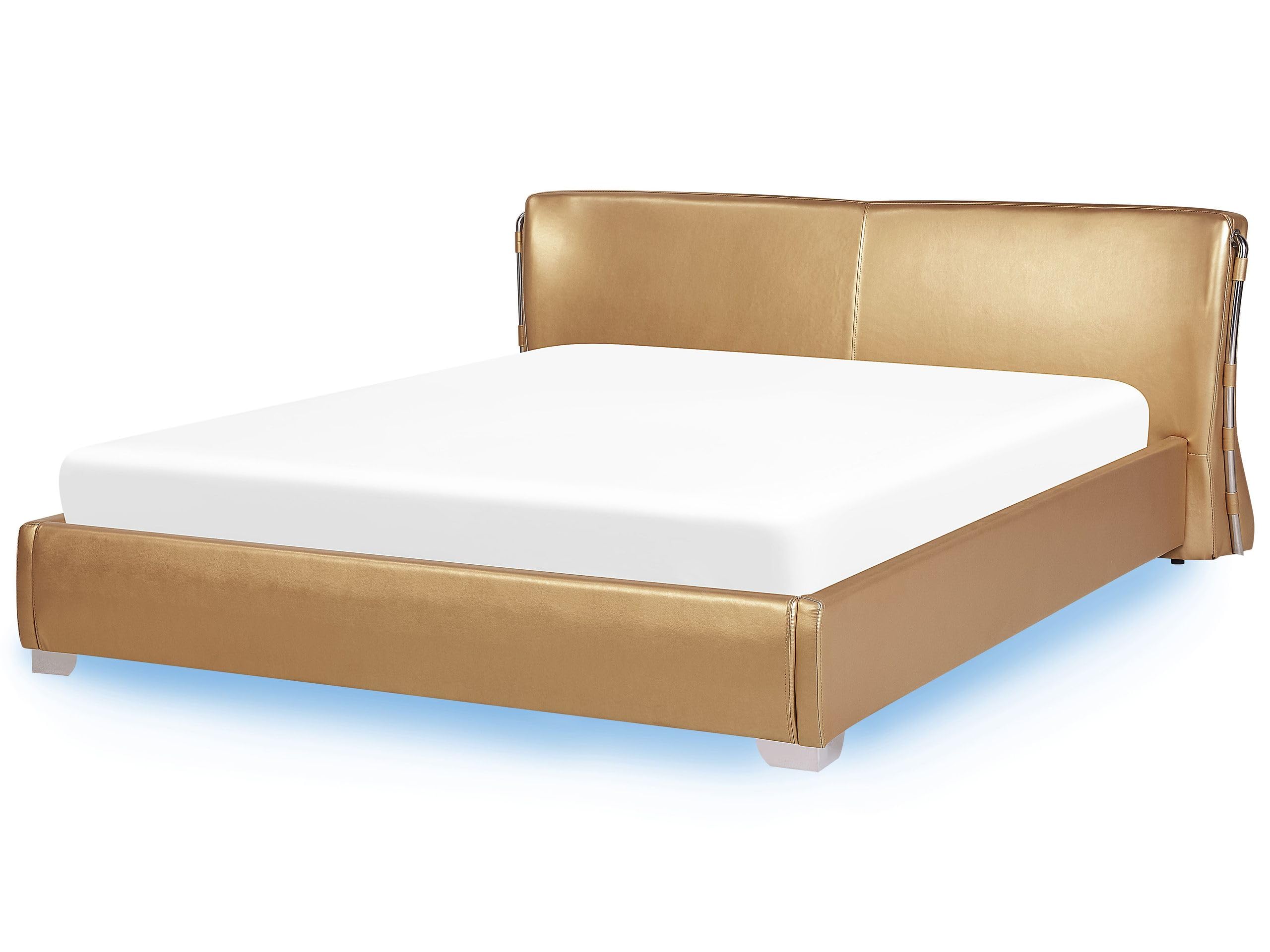 beliani-paris-lederbett-gold-180x200-led-echtleder image 1