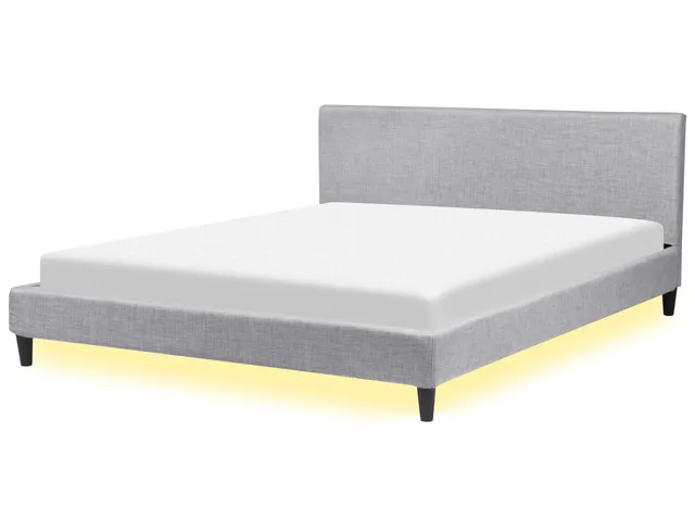 beliani-polsterbett-180x200-hellgrau-leinenoptik-mit-led image 1