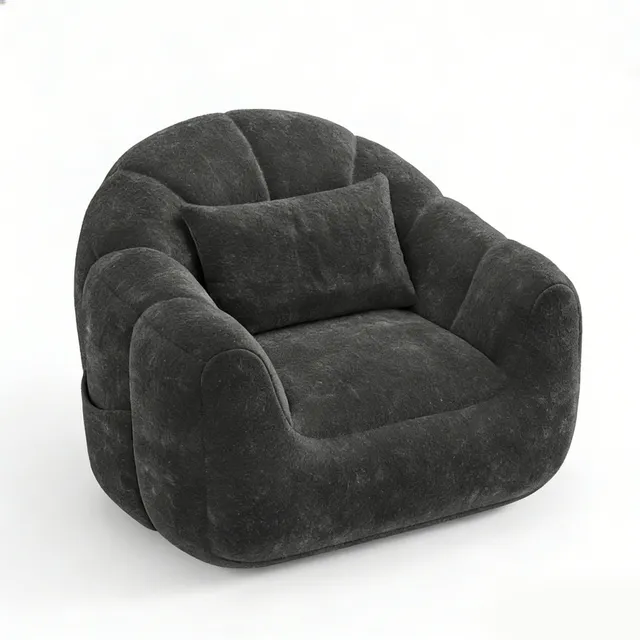 homall-sofa-sitzsack-bodensessel-grau-pl-sch-mit-memory-foam image 1