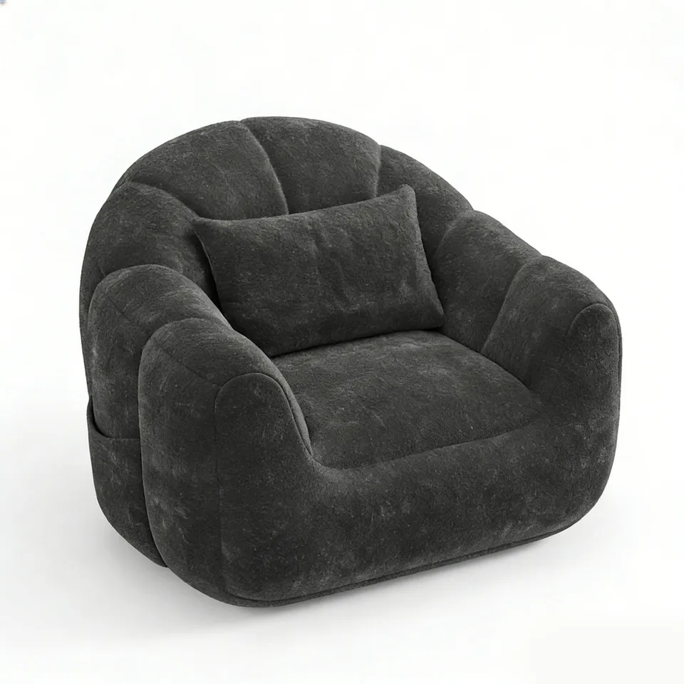 homall-sofa-sitzsack-bodensessel-grau-pl-sch-mit-memory-foam image 1