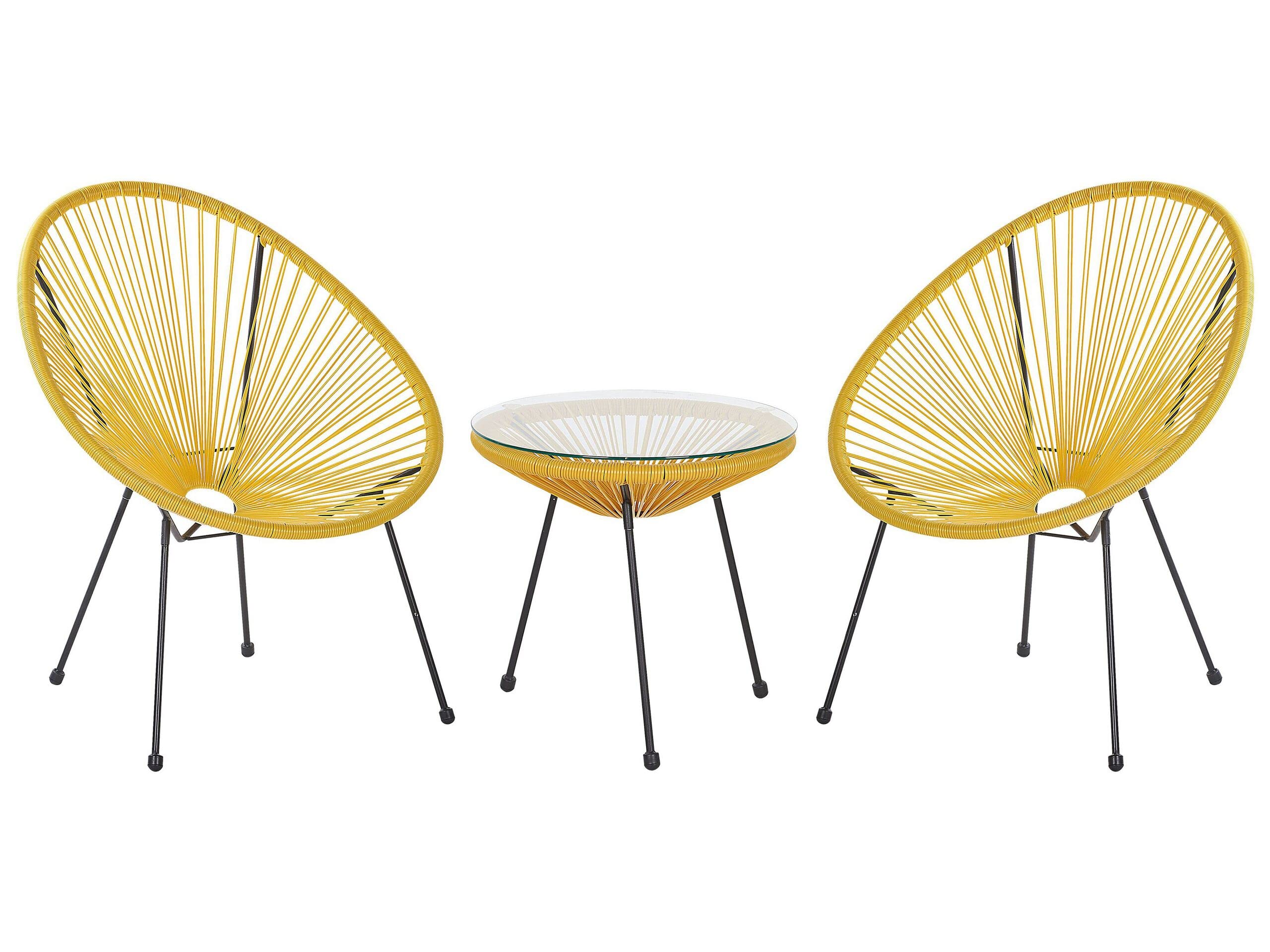 beliani-acapulco-balkonset-rattan-gelb-2-st-hle-tisch image 1