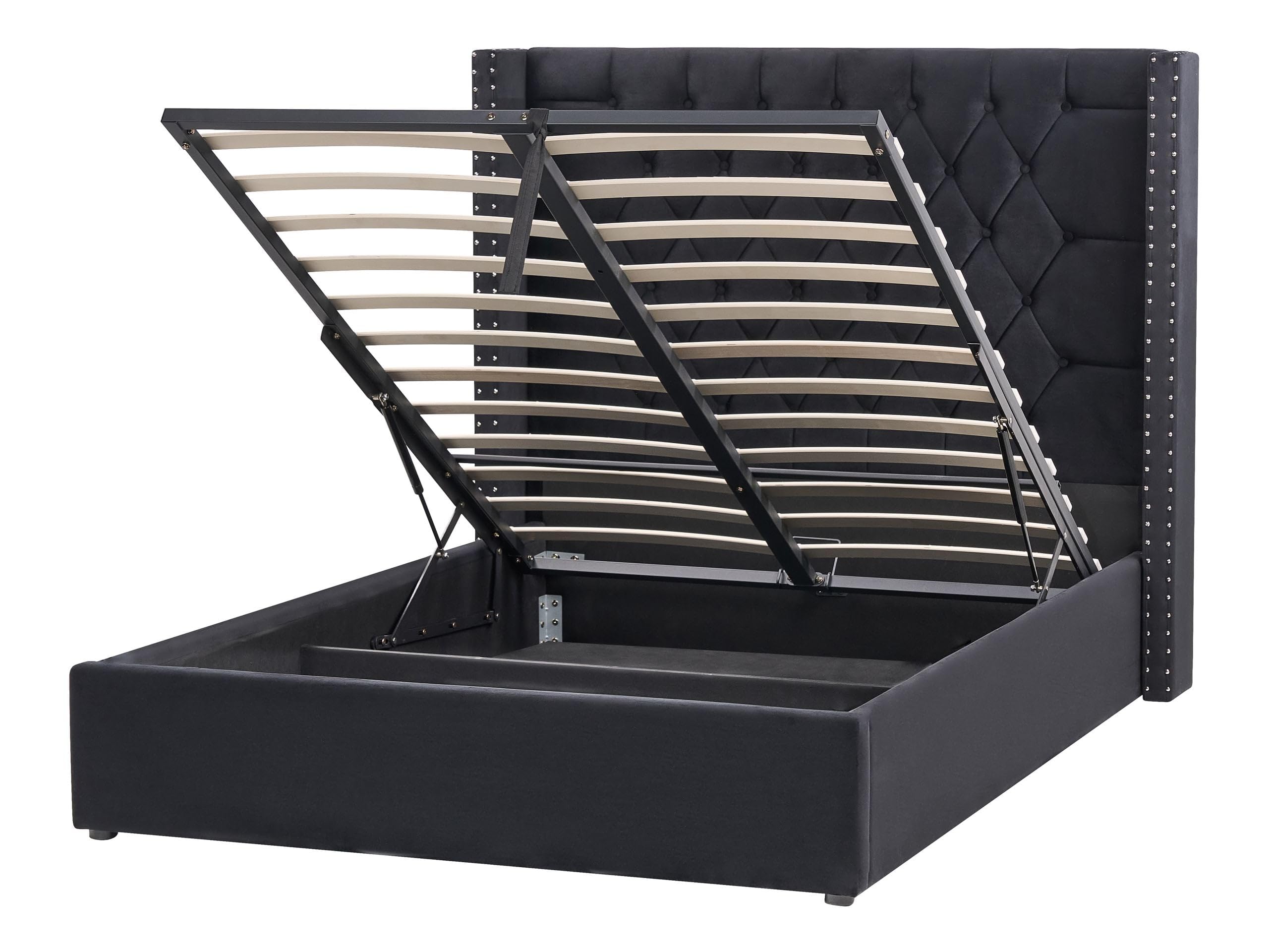 beliani-lubbon-bettkastenbett-140x200-schwarz-samt image 1