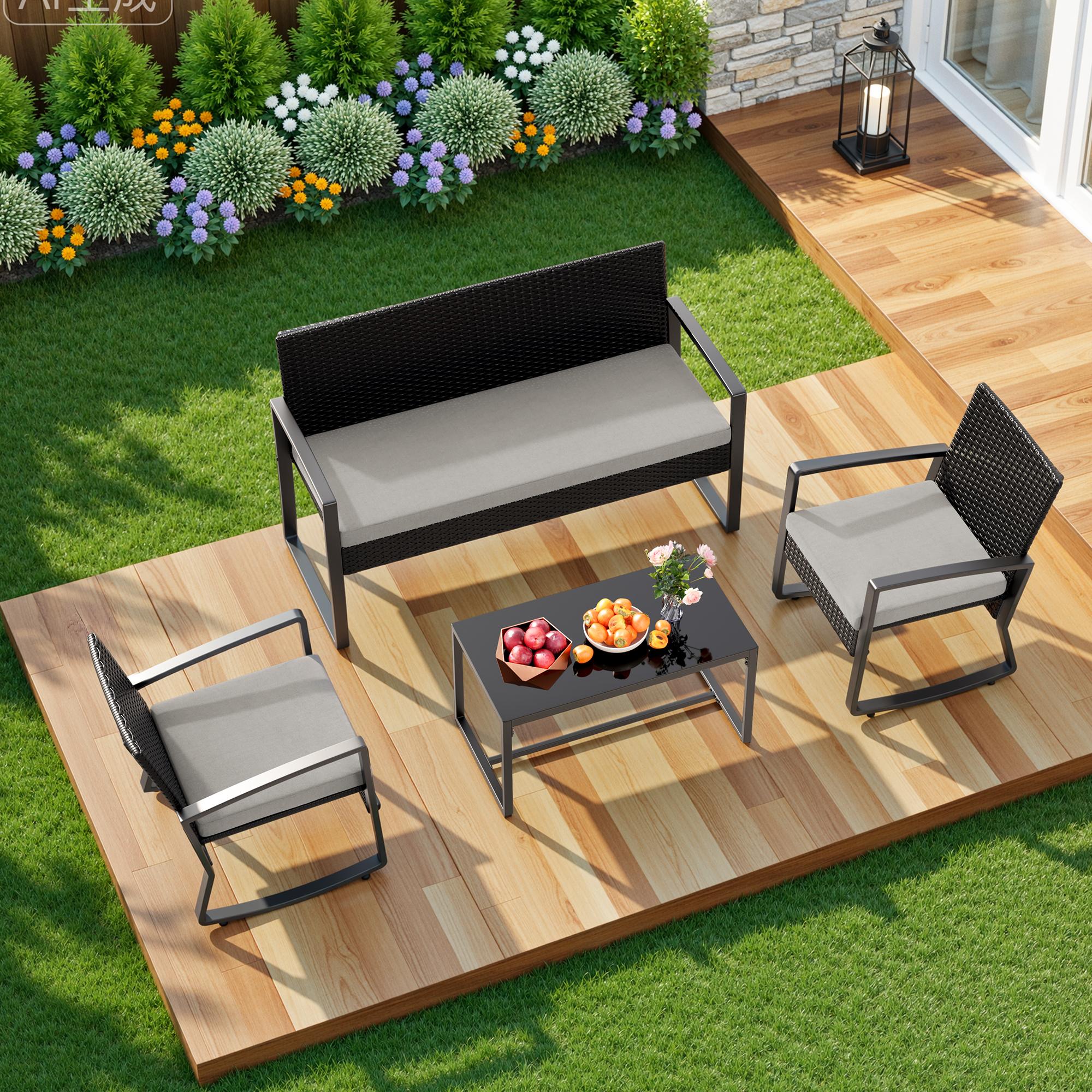 bealife-wr310-gartenm-bel-set-4tlg-schwarz-rattan image 7