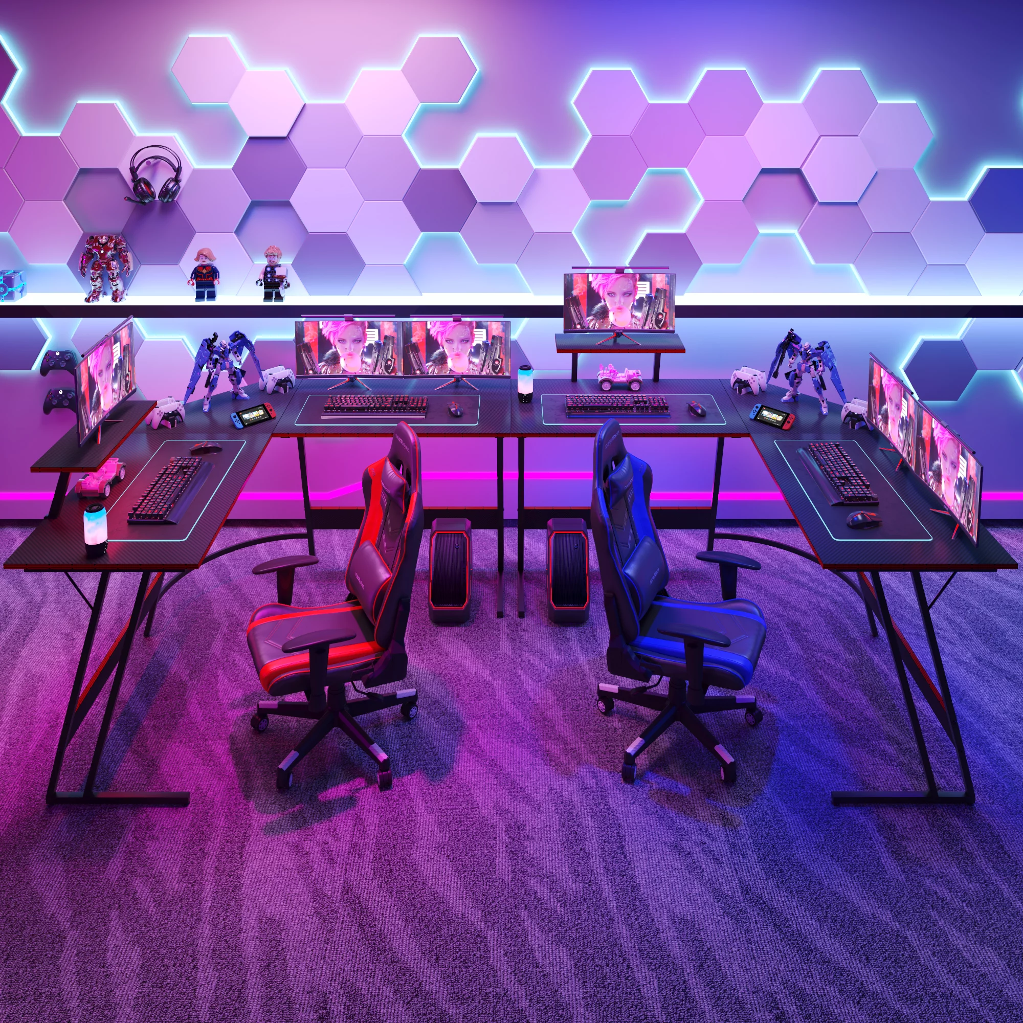 homall-gaming-desk-eckschreibtisch-l-form-pink-mit-monitorst-nder image 5