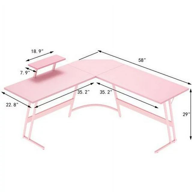 homall-gaming-desk-eckschreibtisch-l-form-pink-mit-monitorst-nder image 2