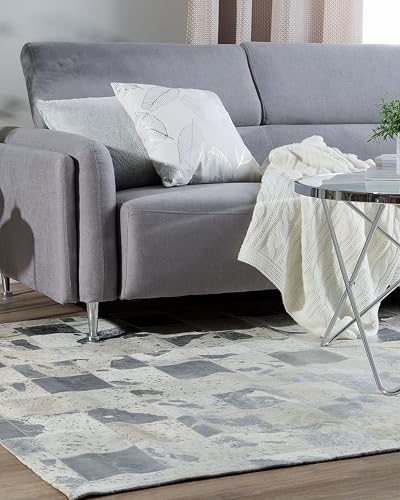 beliani-yazir-lederteppich-160x230-beige-silbern-patchwork image 8