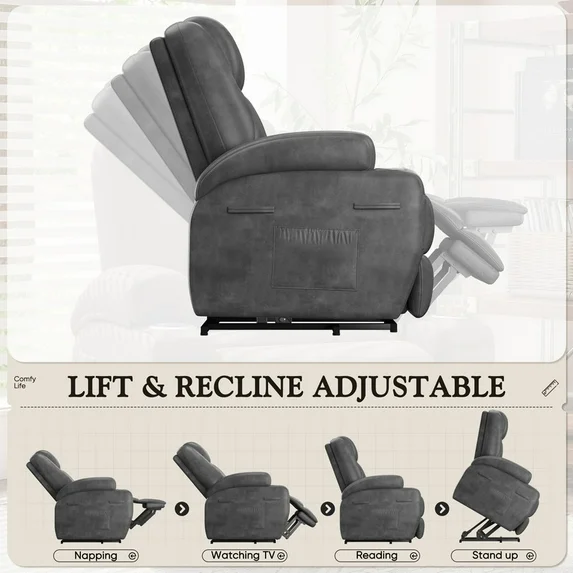 homall-recliner-chair-fernsehsessel-grau-massage-aufstehhilfe image 7