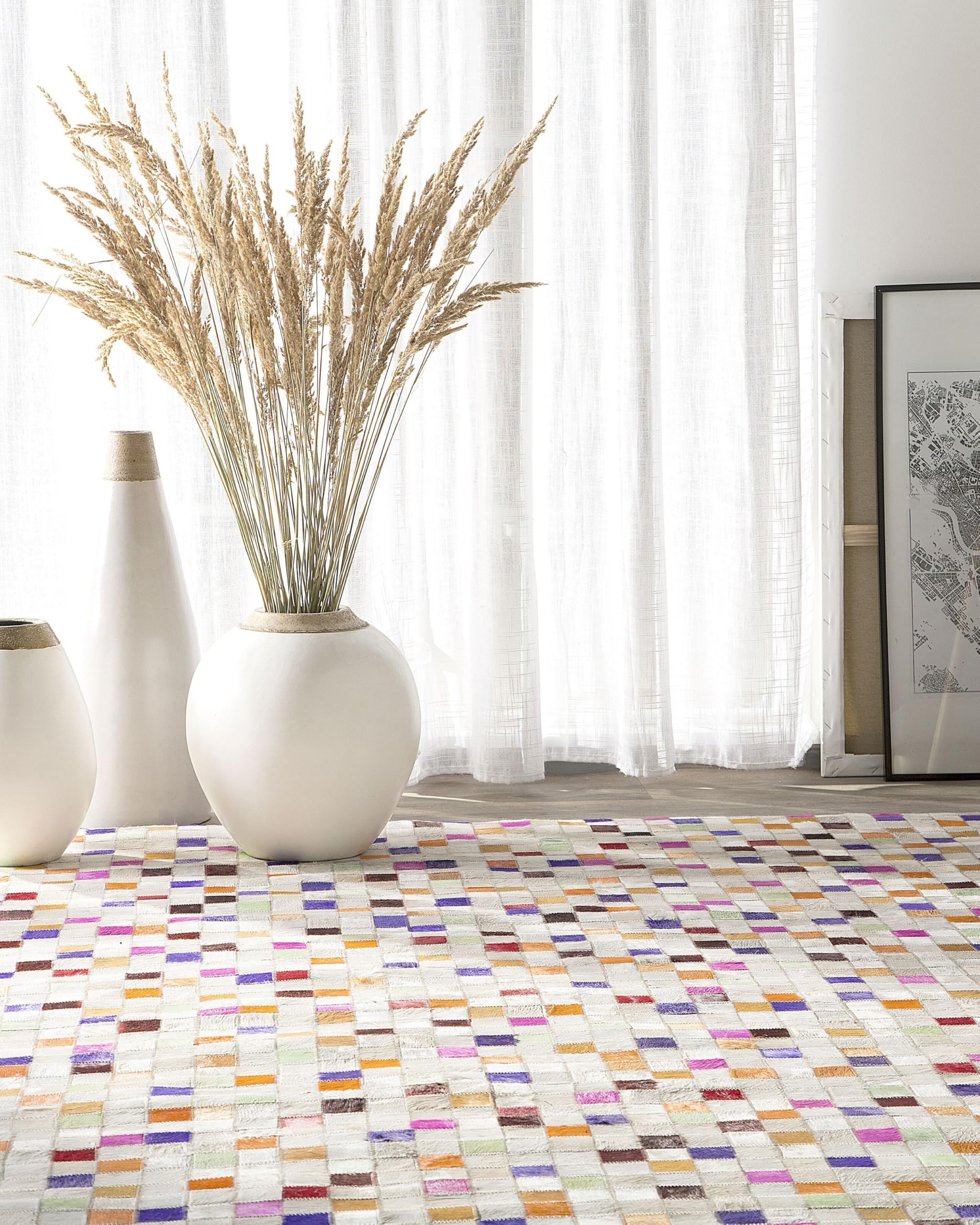 beliani-advan-teppich-140x200-bunt-leder-mosaik-muster image 2