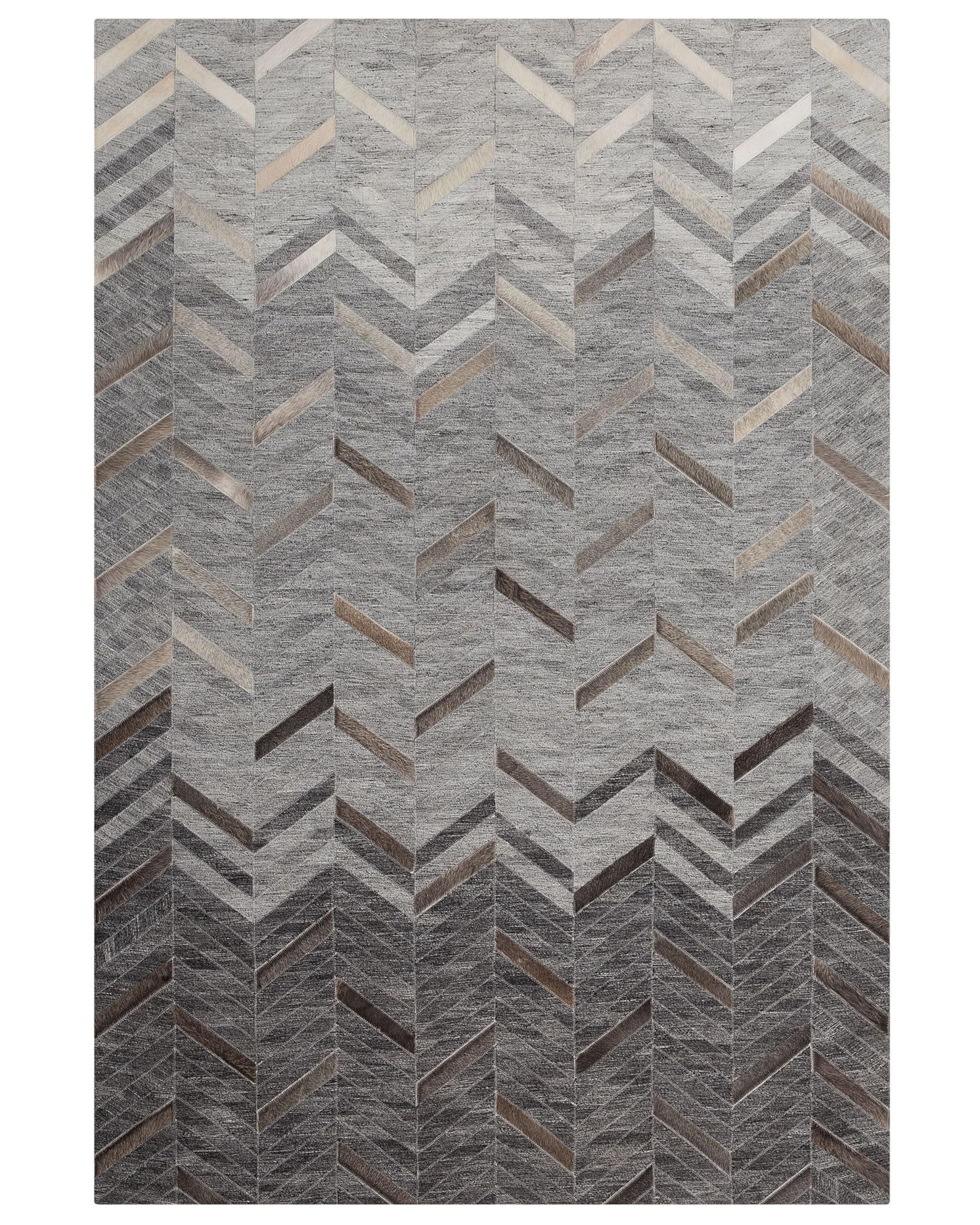 beliani-arkum-teppich-140x200-grau-leder-zickzack-muster image 1