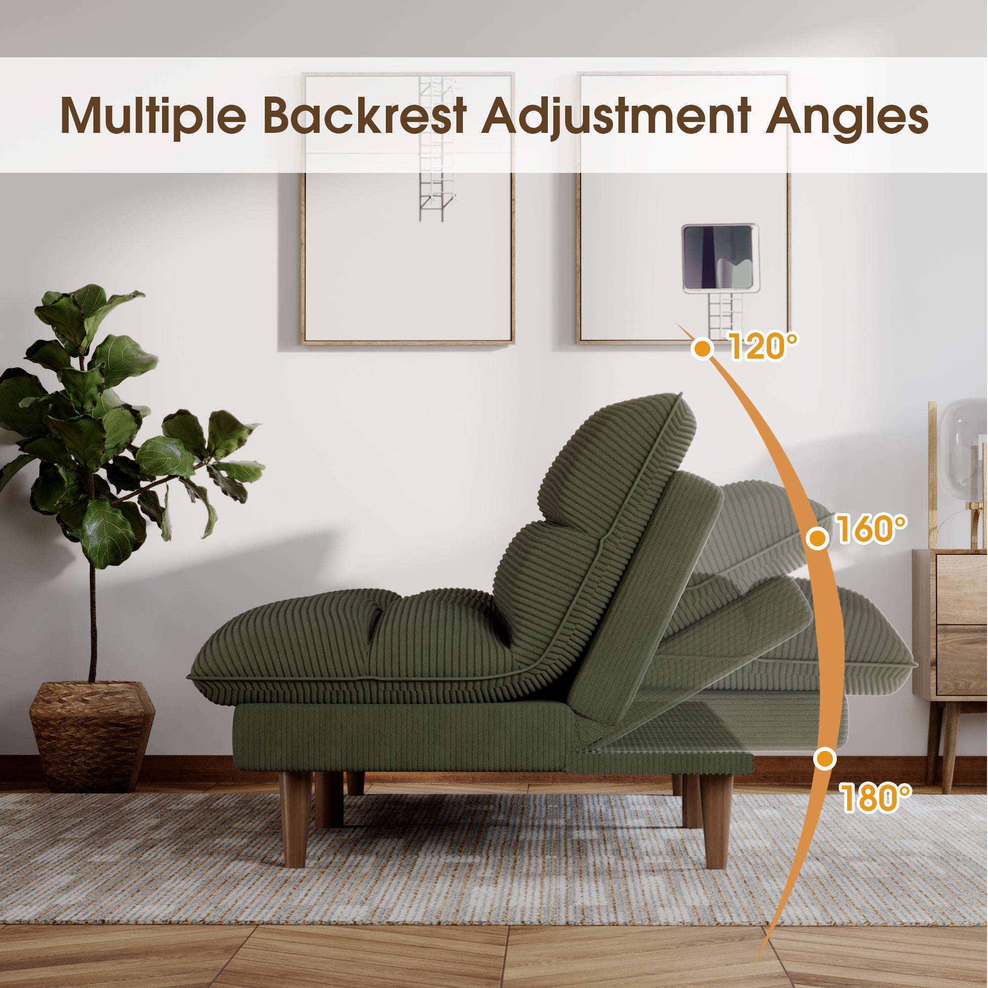homall-sofa-schlafsofa-cord-2-sitzer-gr-n-verstellbar image 6