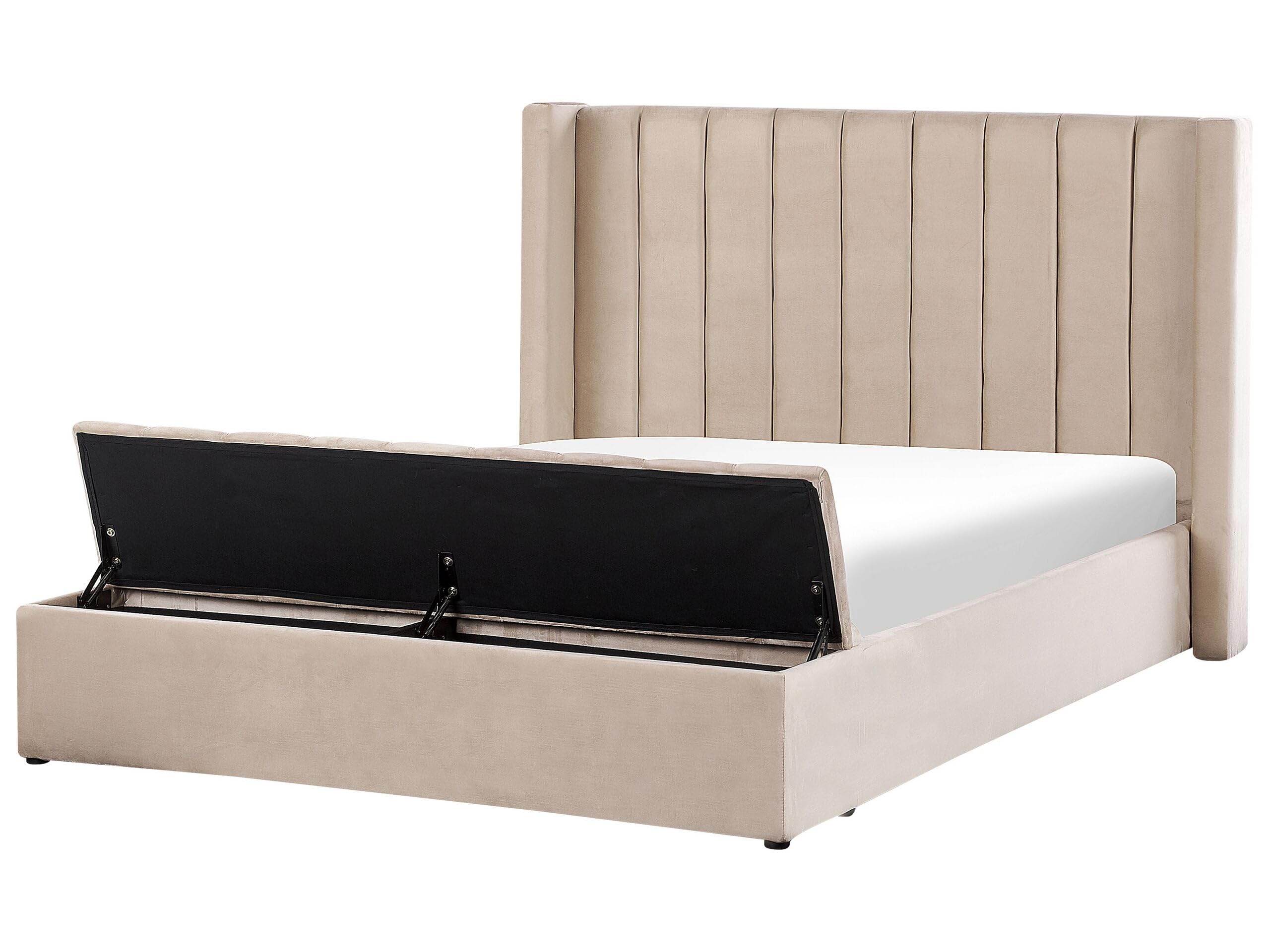 beliani-noyers-polsterbett-samt-beige-160x200-mit-stauraum image 1