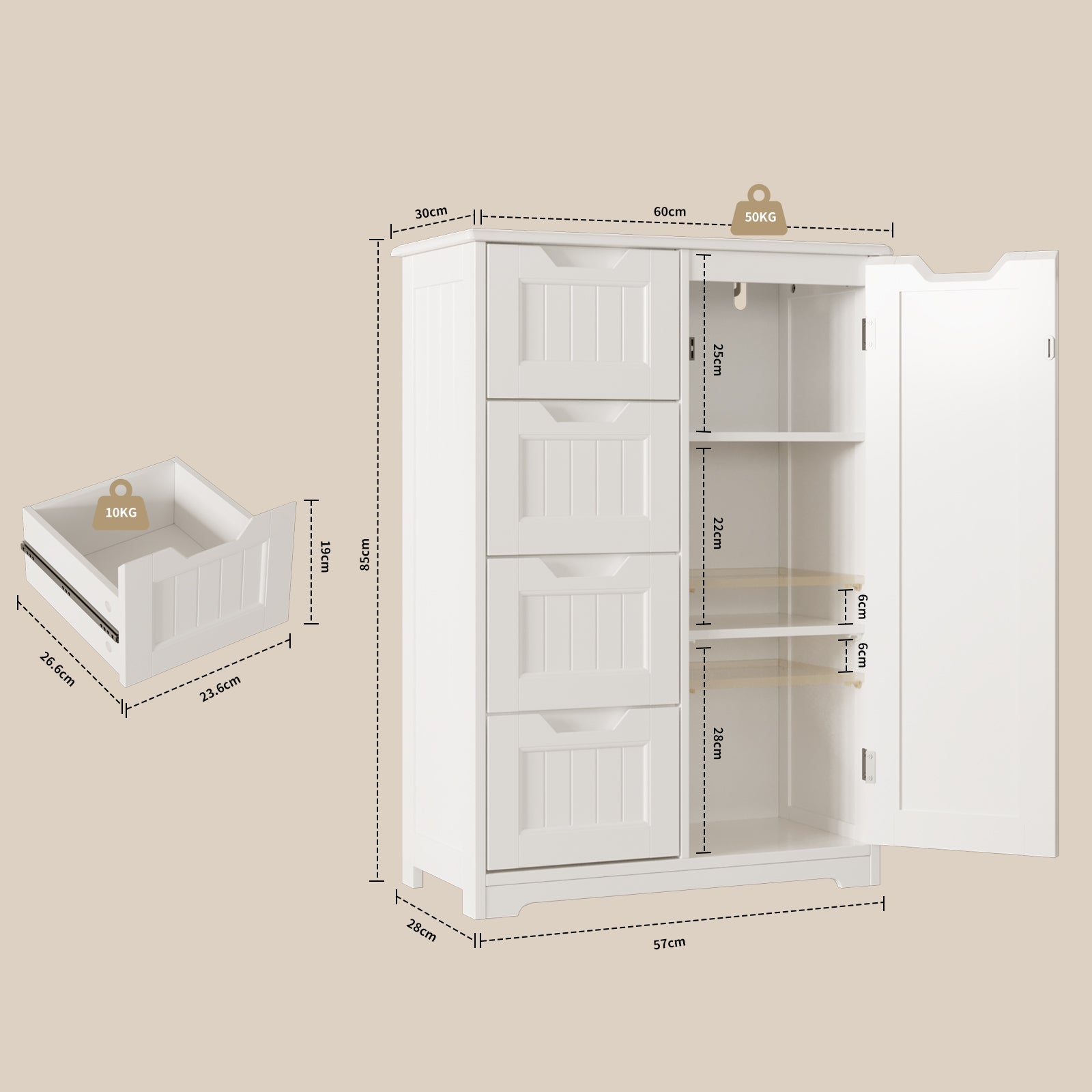 bealife-schr-nke-ap26-badezimmerschrank-wei-4-schubladen-mdf image 3