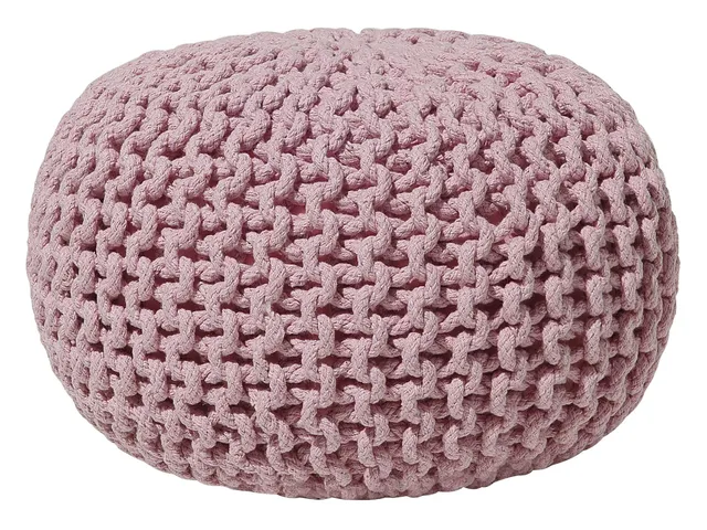 beliani-conrad-sitzpouf-rosa-baumwolle-42x27-cm-rund image 1