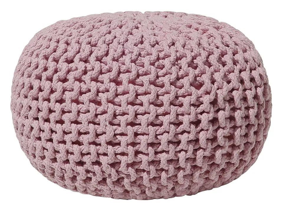 beliani-conrad-sitzpouf-rosa-baumwolle-42x27-cm-rund image 1