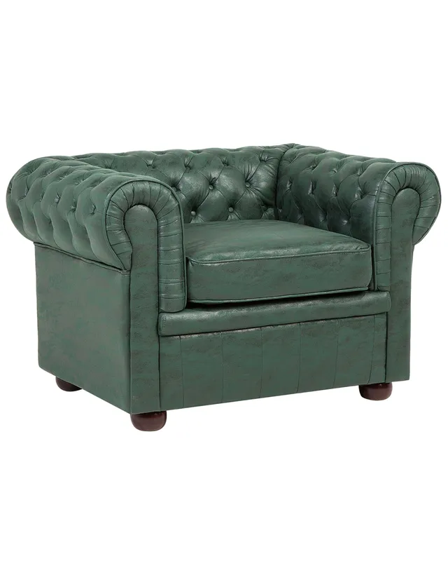beliani-chesterfield-sessel-gr-n-kunstleder-eiche image 1