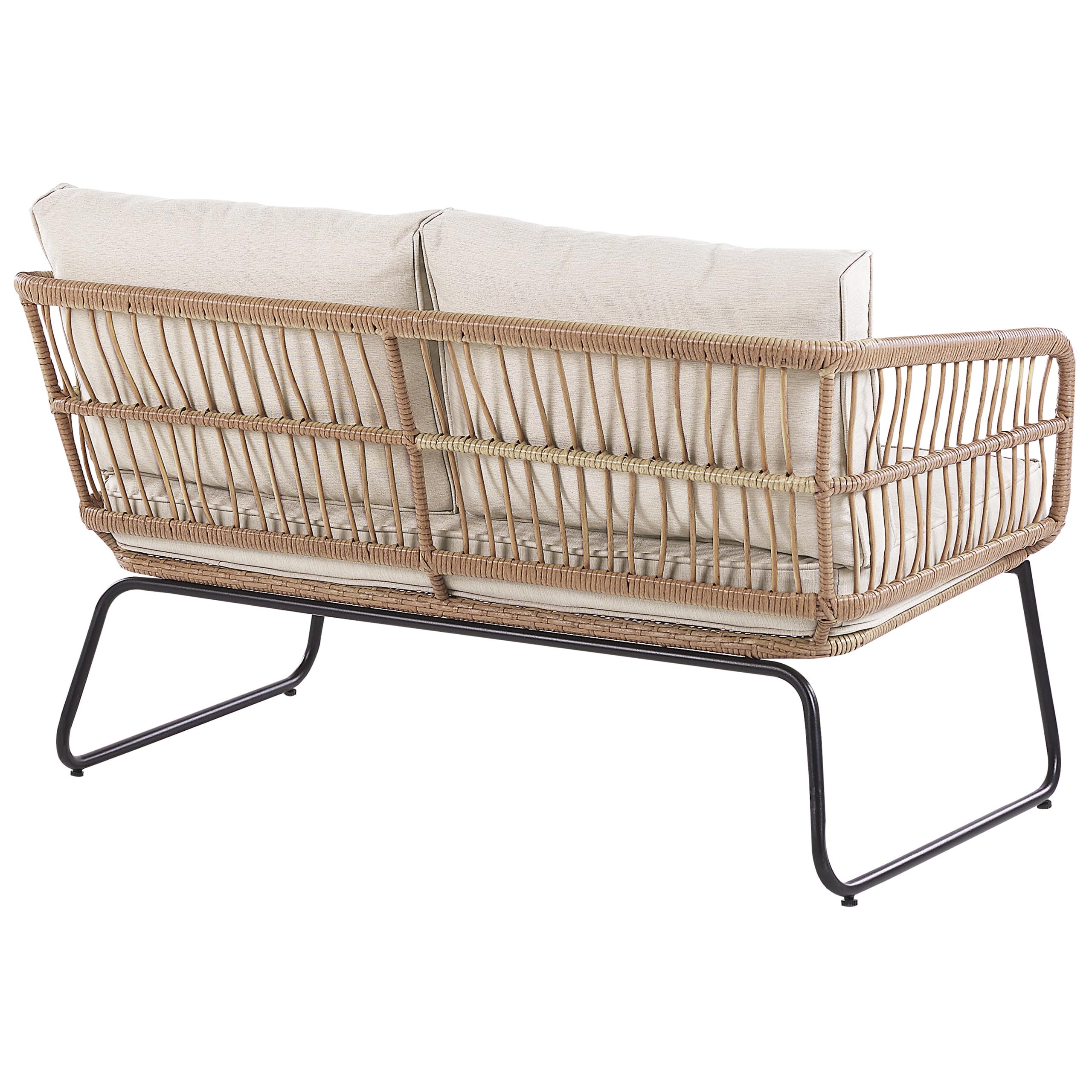 beliani-ravello-sitzgruppe-polyrattan-beige-4-personen-mit-tischen image 8