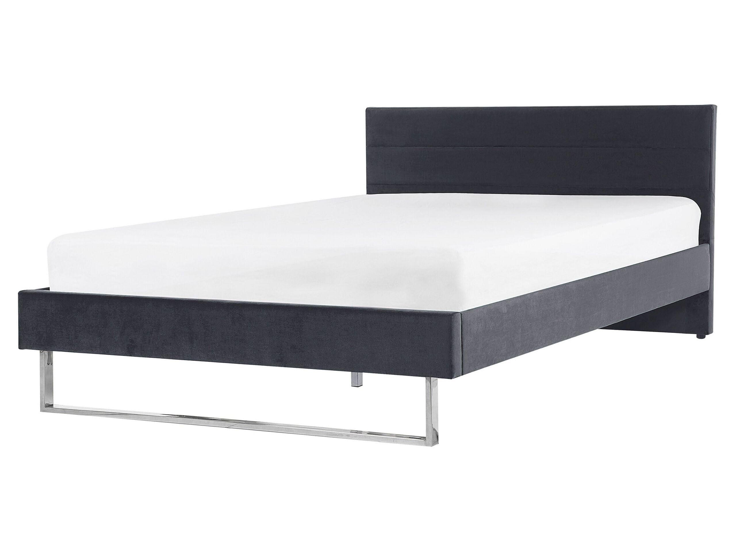 beliani-bellou-doppelbett-samt-grau-160x200-mit-lattenrost image 1