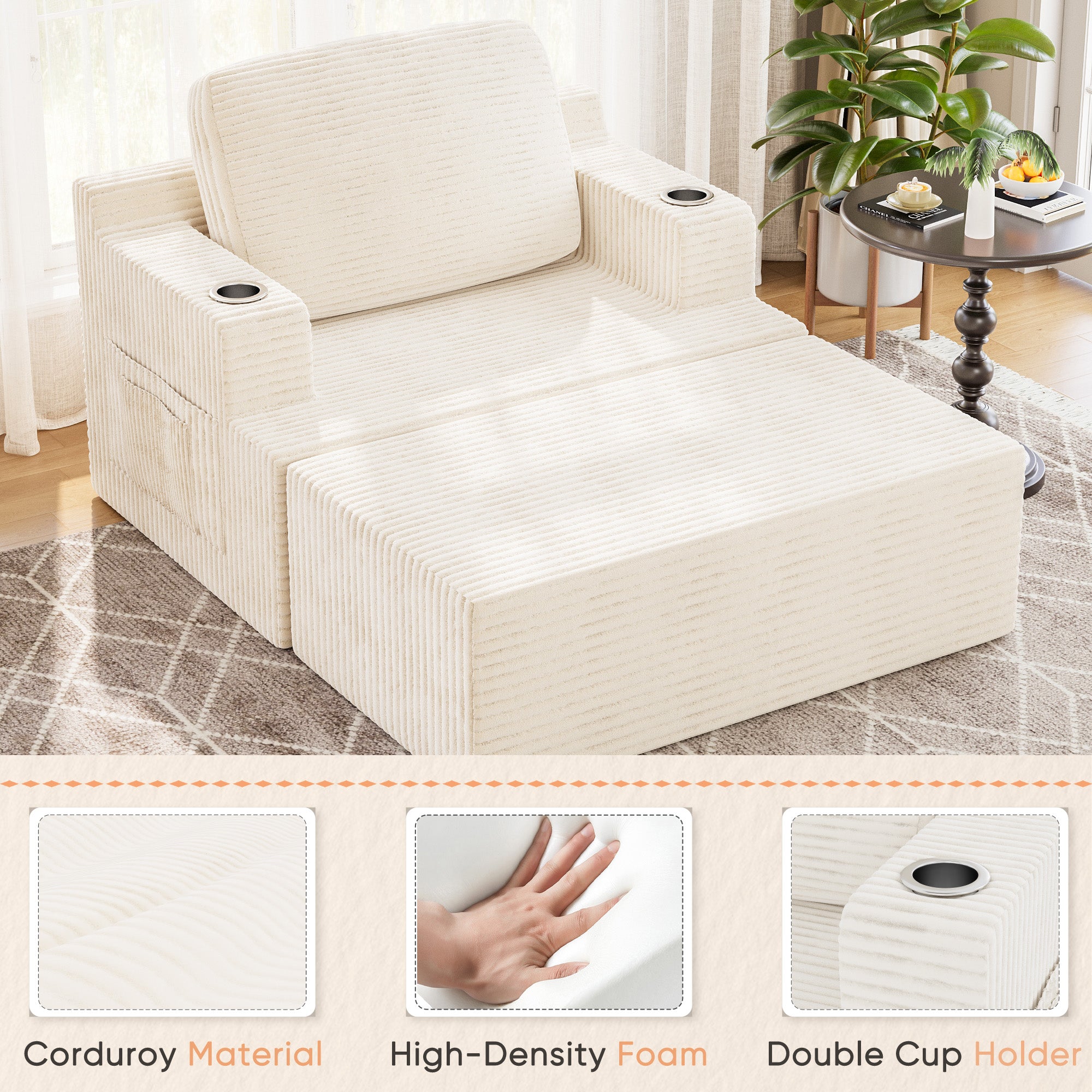homall-sofa-cloud-chaise-longue-sessel-schwarz-mit-getr-nkehalter image 5