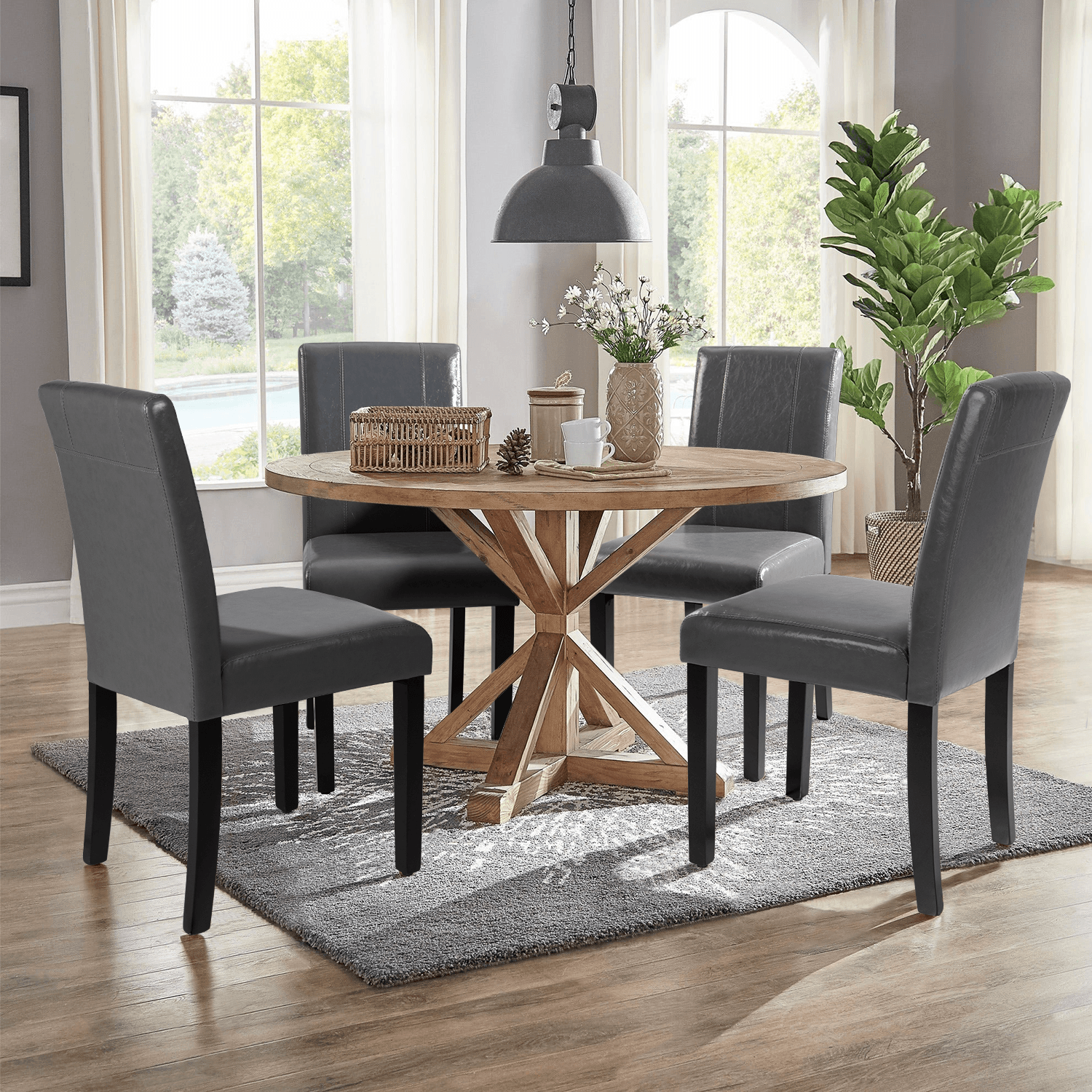 homall-modern-dining-chair-esszimmerstuhl-4er-set-beige-kunstleder image 2