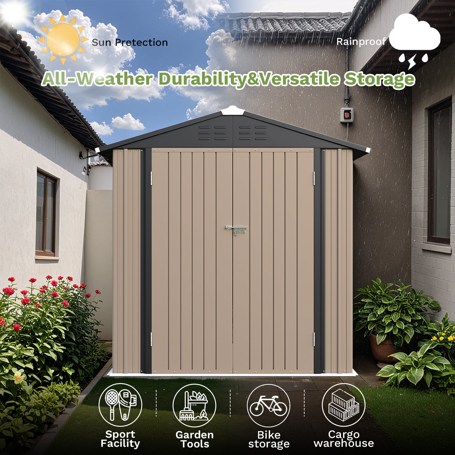 homall-metal-shed-ger-tehaus-metall-braun-6x4-abschlie-bar image 5