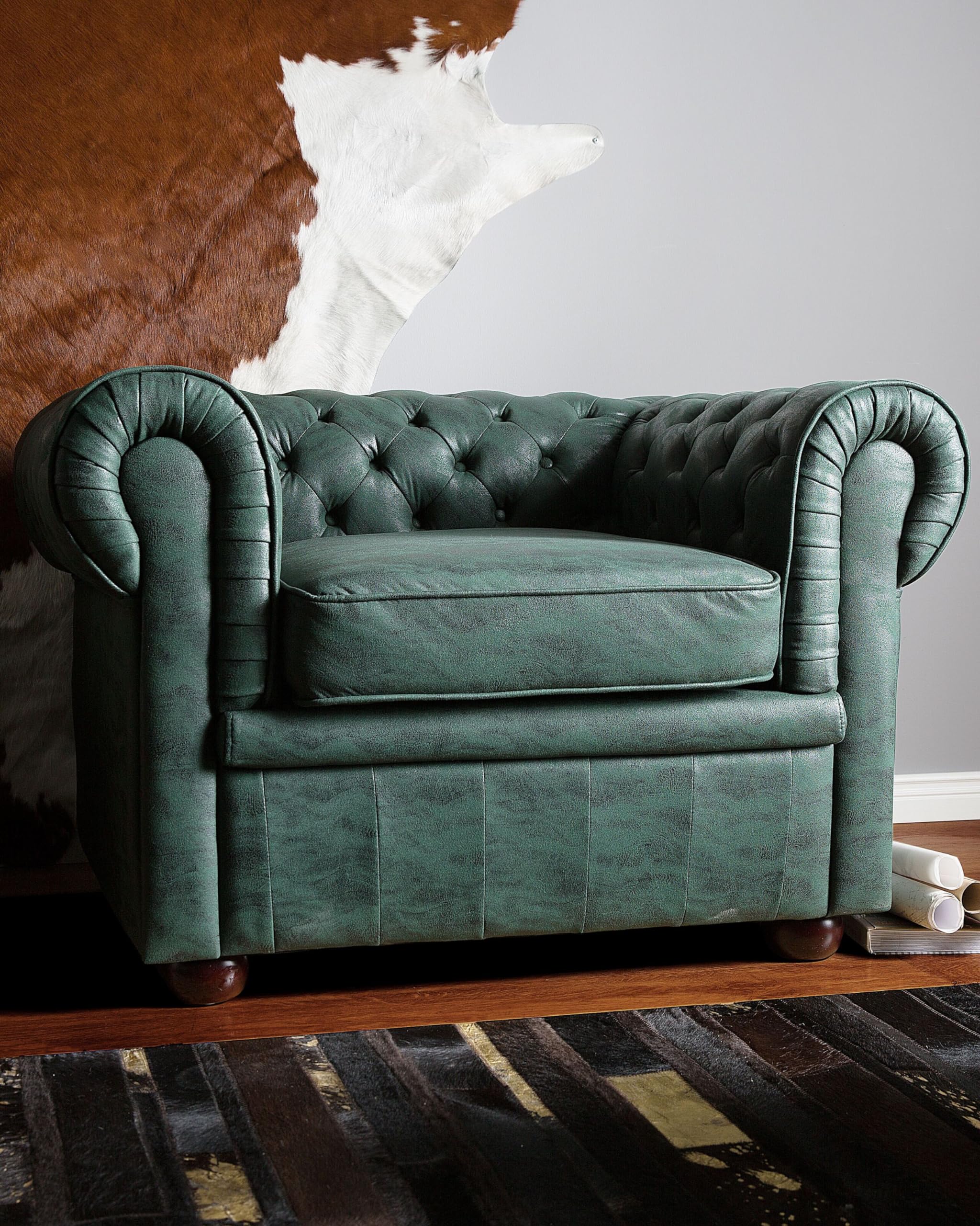 beliani-chesterfield-sessel-gr-n-kunstleder-eiche image 2